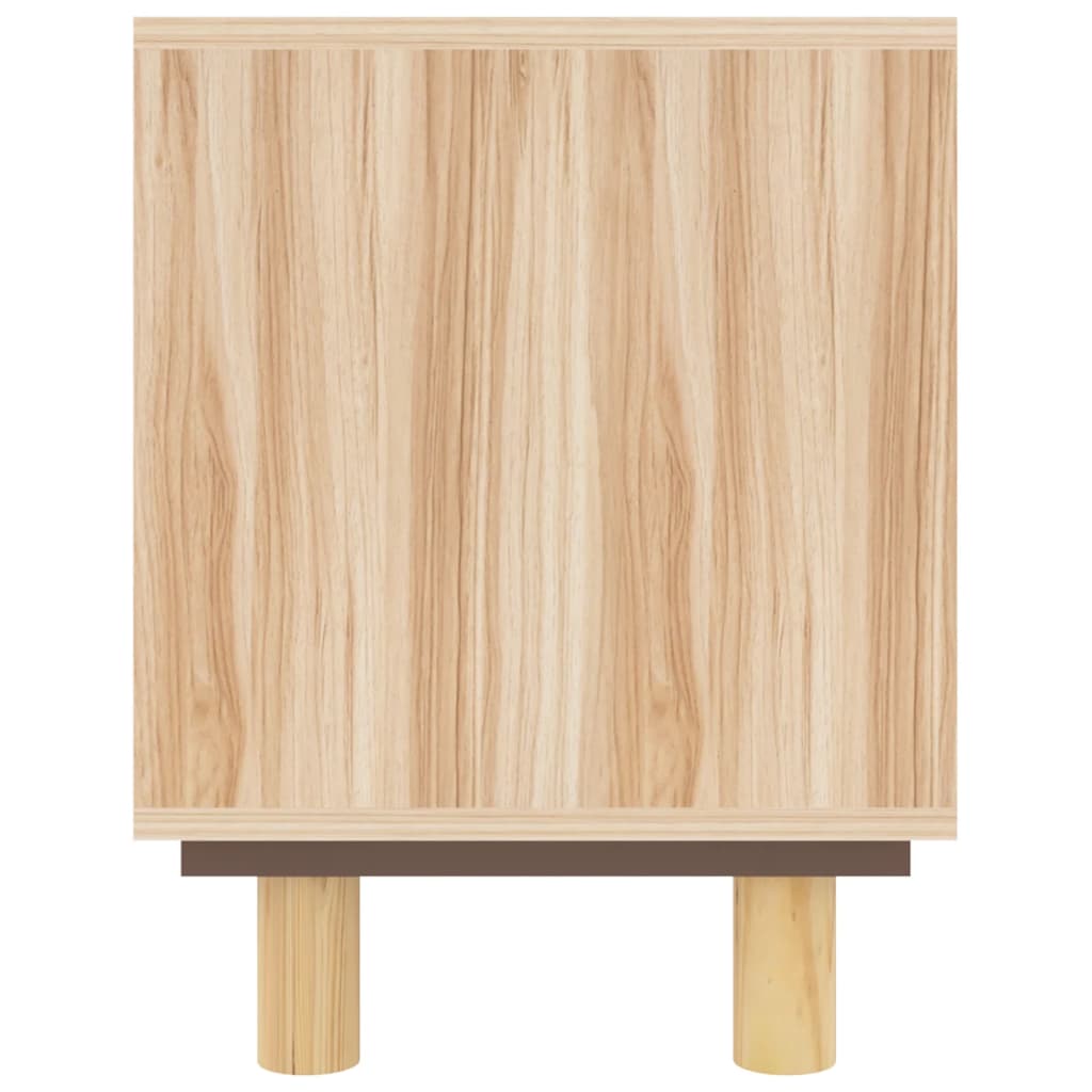 vidaXL TV Cabinet Brown 105x30x40 cm Solid Wood Pine&Natural Rattan