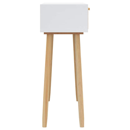 vidaXL Console Table White 80x30x75 cm Solid Wood Pine&Natural Rattan