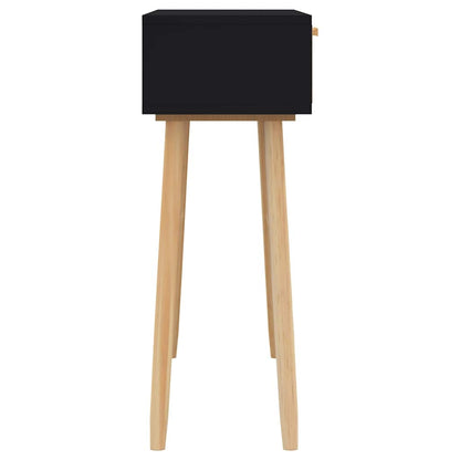 vidaXL Console Table Black 80x30x75 cm Solid Wood Pine&Natural Rattan
