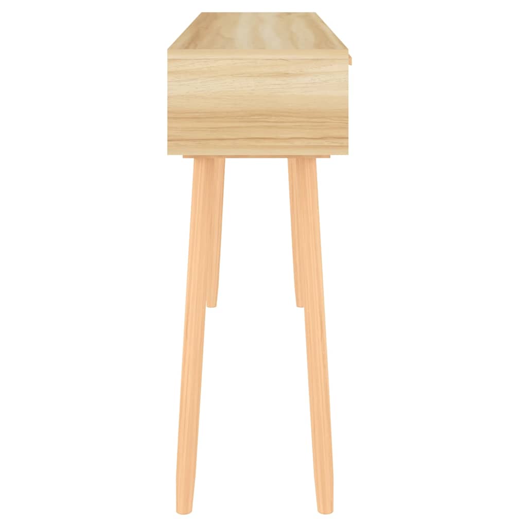 vidaXL Console Table Brown 105x30x75 cm Solid Wood Pine&Natural Rattan