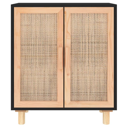 vidaXL Sideboard | Black | Engineered wood, Solid pine wood, Natural rattan