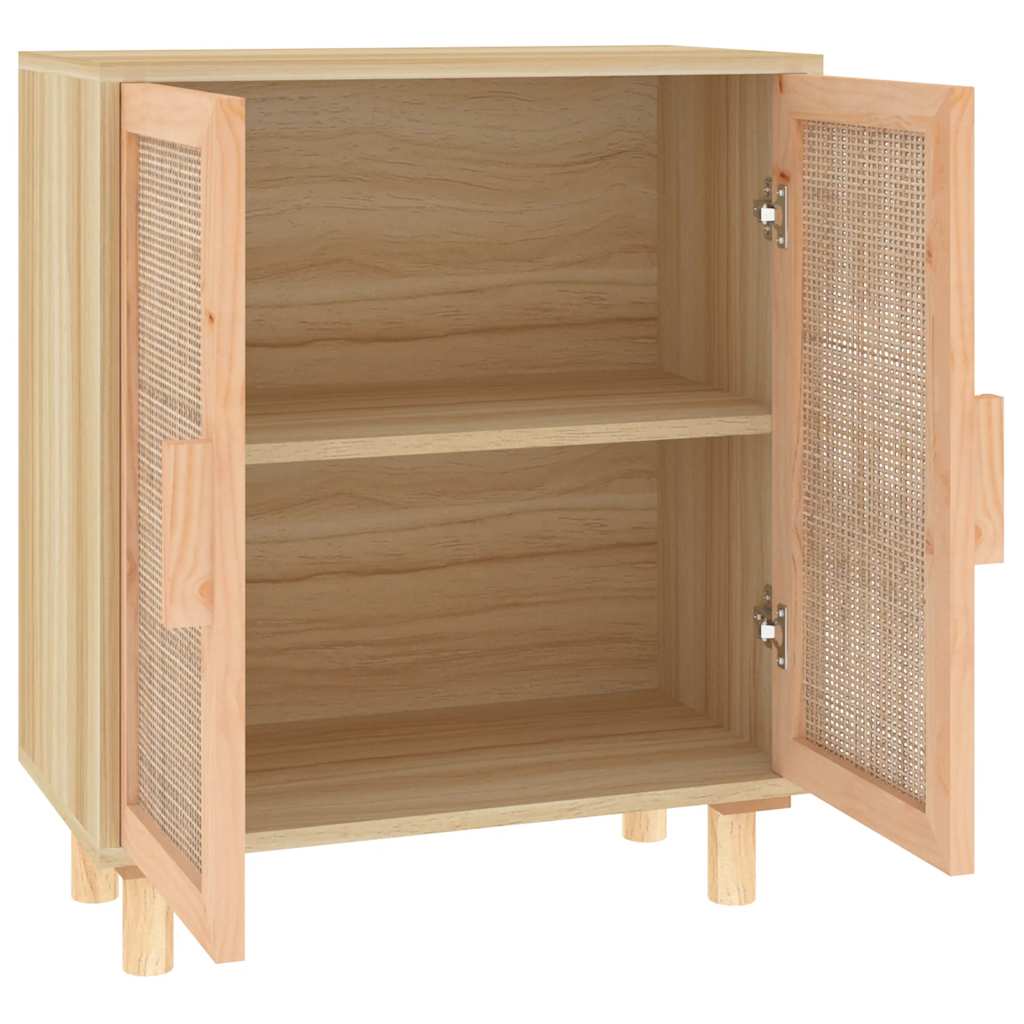 vidaXL Sideboard Brown 60x30x70 cm Solid Wood Pine and Natural Rattan
