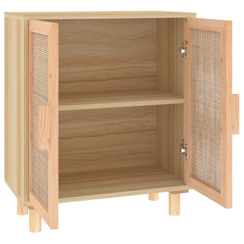 vidaXL Sideboard Brown 60x30x70 cm Solid Wood Pine and Natural Rattan