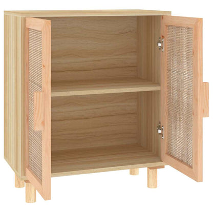 vidaXL Sideboard Brown 60x30x70 cm Solid Wood Pine and Natural Rattan