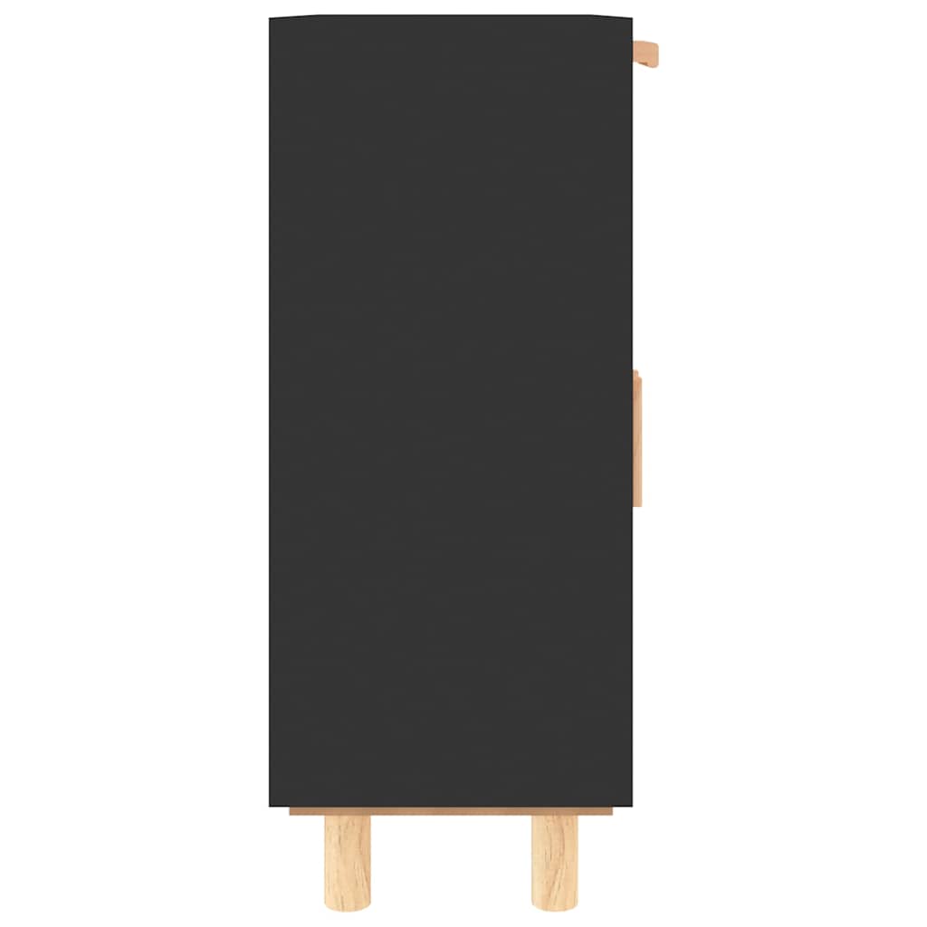 vidaXL Sideboard Black 60x30x75 cm Solid Wood Pine and Natural Rattan