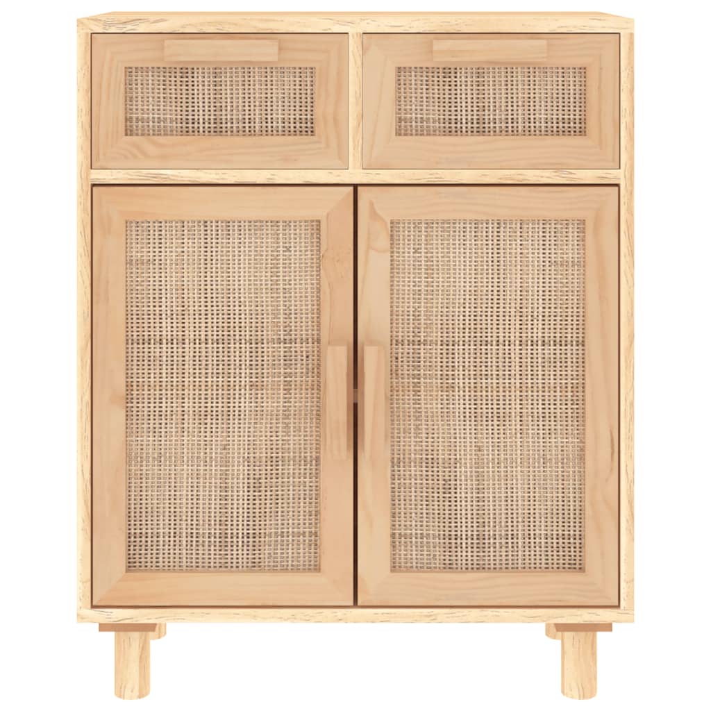 vidaXL Sideboard Brown 60x30x75 cm Solid Wood Pine and Natural Rattan