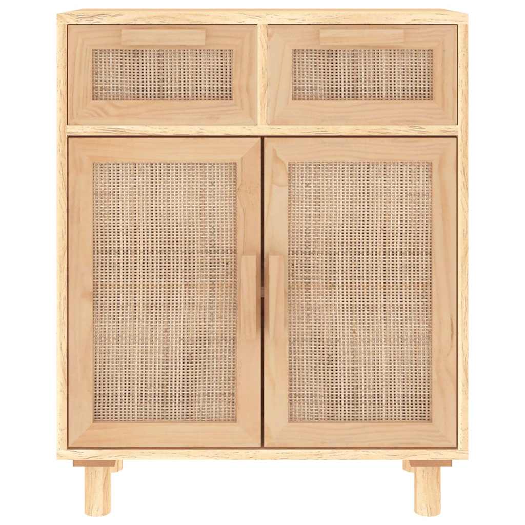 vidaXL Sideboard Brown 60x30x75 cm Solid Wood Pine and Natural Rattan
