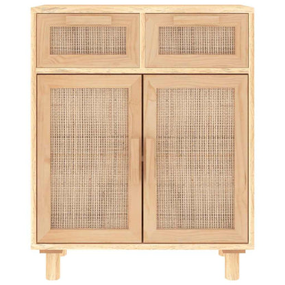 vidaXL Sideboard Brown 60x30x75 cm Solid Wood Pine and Natural Rattan