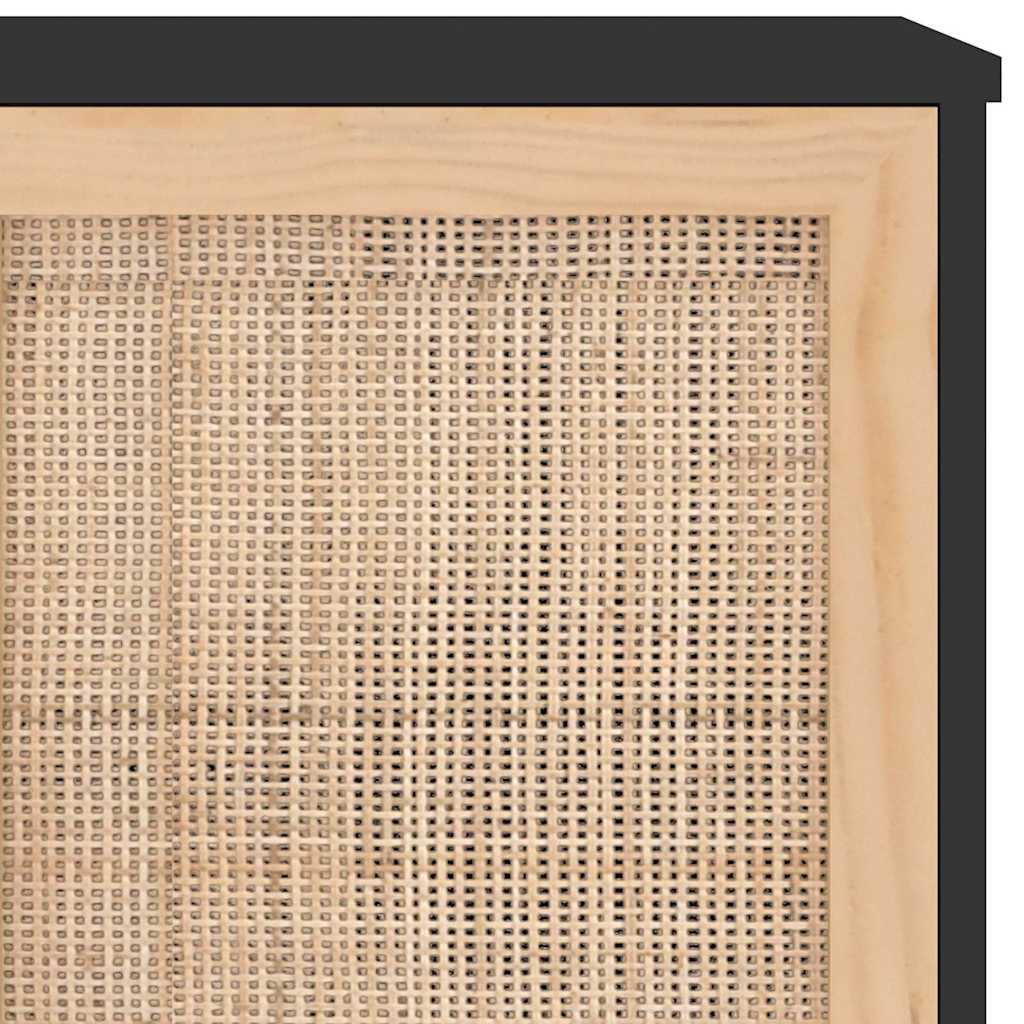 vidaXL Sideboard | Black | Engineered wood, Solid pine wood, Natural rattan