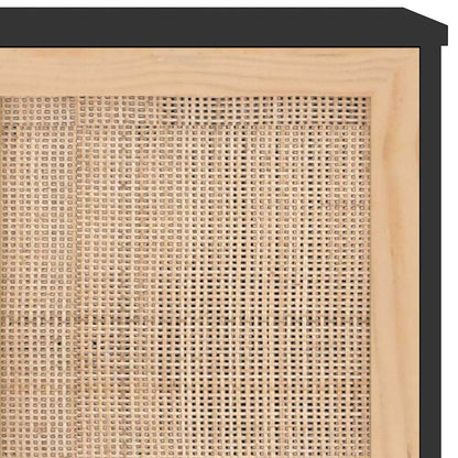 vidaXL Sideboard | Black | Engineered wood, Solid pine wood, Natural rattan