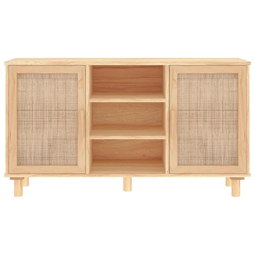 vidaXL Sideboard Brown 105x30x60 cm Solid Wood Pine and Natural Rattan