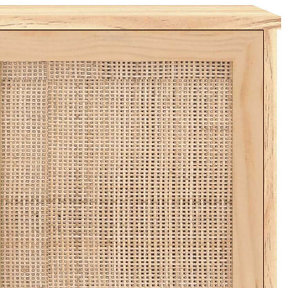 vidaXL Sideboard Brown 105x30x60 cm Solid Wood Pine and Natural Rattan