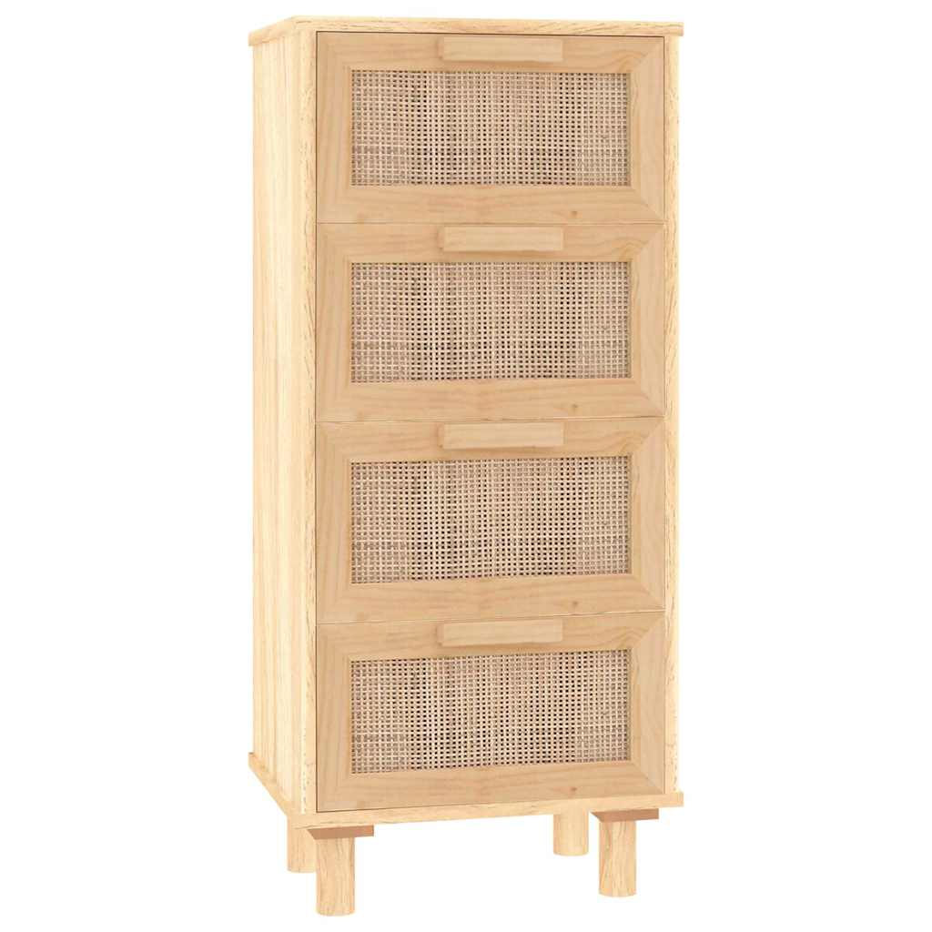vidaXL Sideboard | Brown | Engineered Wood, Solid Pine Wood, Natural Rattan