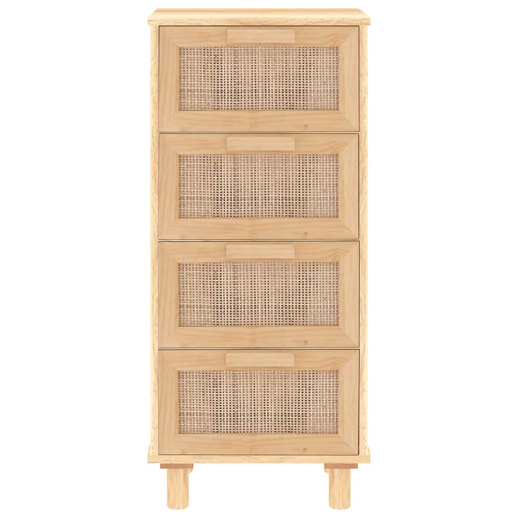 vidaXL Sideboard | Brown | Engineered Wood, Solid Pine Wood, Natural Rattan