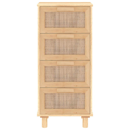 vidaXL Sideboard | Brown | Engineered Wood, Solid Pine Wood, Natural Rattan