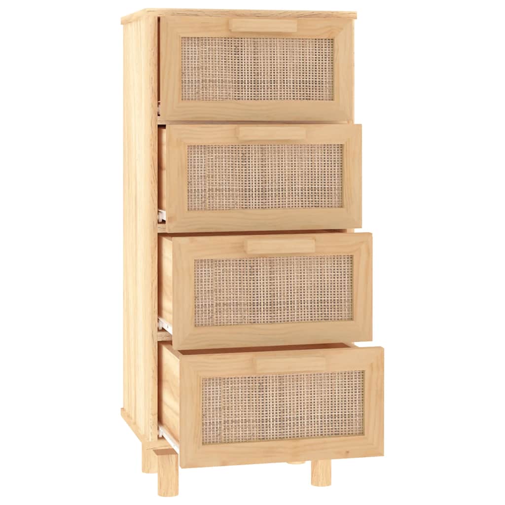 vidaXL Sideboard | Brown | Engineered Wood, Solid Pine Wood, Natural Rattan
