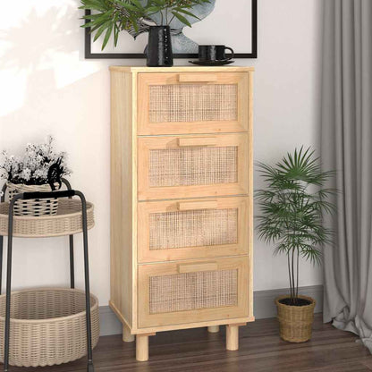 vidaXL Sideboard | Brown | Engineered Wood, Solid Pine Wood, Natural Rattan