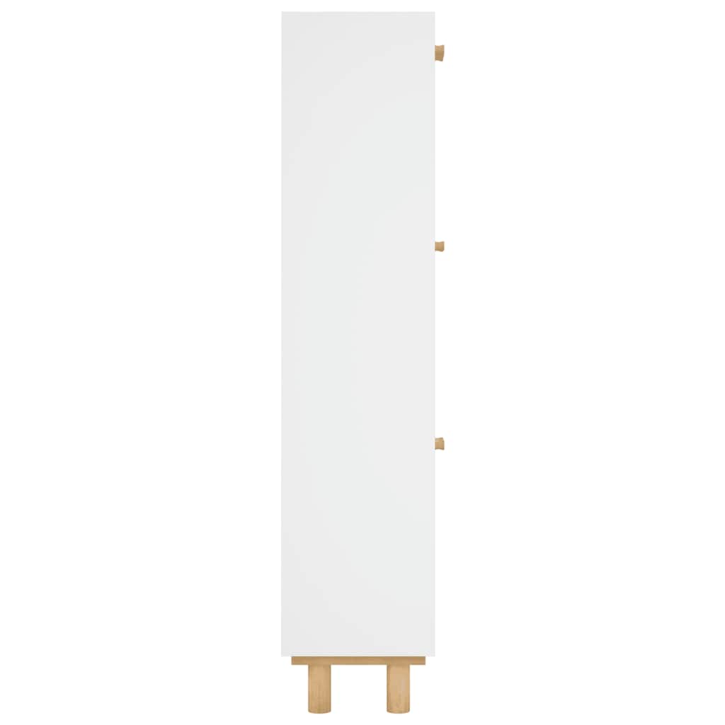 vidaXL Shoe Cabinet White 52x25x115 cm Engineered Wood&Natural Rattan