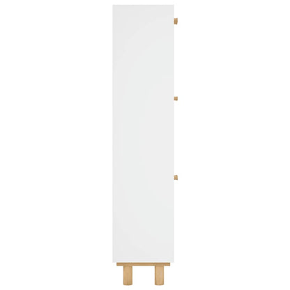 vidaXL Shoe Cabinet White 52x25x115 cm Engineered Wood&Natural Rattan