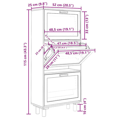 vidaXL Shoe Cabinet | Brown | Engineered wood | 115 cm tall | Shoe Cabinet