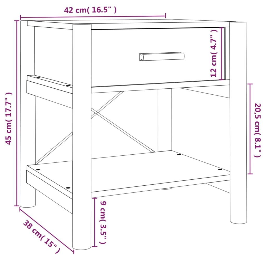 vidaXL Bedside Tables 2pcs White 42x38x45 cm Engineered Wood