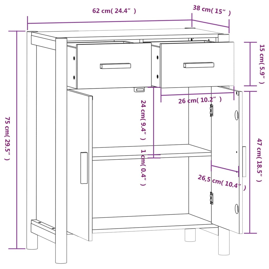 vidaXL Sideboard Black 62x38x75 cm Engineered Wood