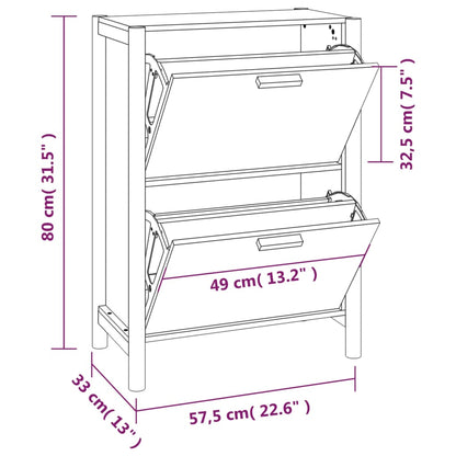 vidaXL Shoe Cabinet 57.5x33x80 cm Engineered Wood