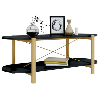 vidaXL Coffee Table | Black | Engineered wood, Solid pine wood, Metal | Regular