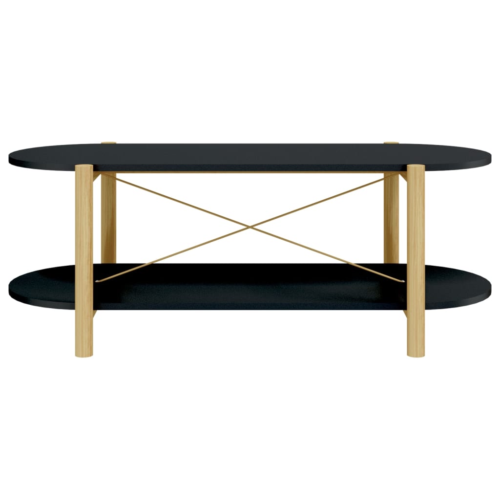 vidaXL Coffee Table | Black | Engineered wood, Solid pine wood, Metal | Regular