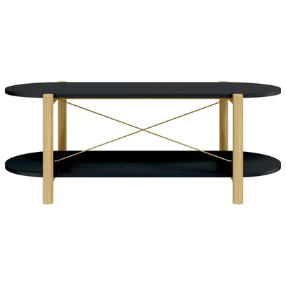 vidaXL Coffee Table | Black | Engineered wood, Solid pine wood, Metal | Regular