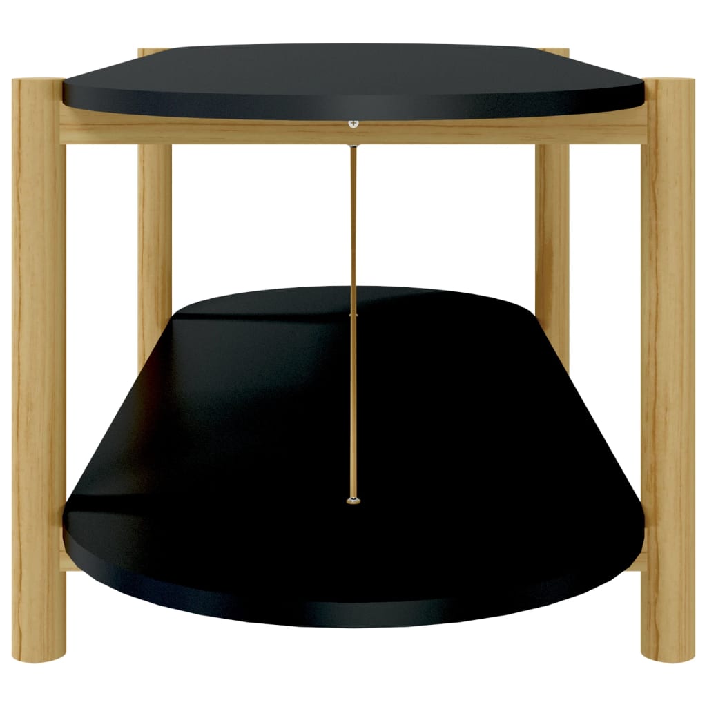 vidaXL Coffee Table | Black | Engineered wood, Solid pine wood, Metal | Regular