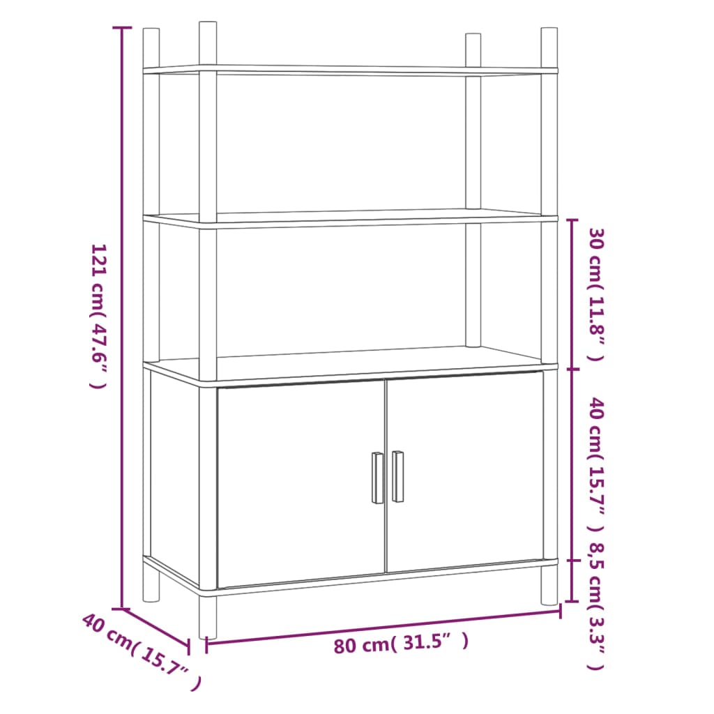 vidaXL Highboard Black 80x40x121 cm Engineered Wood