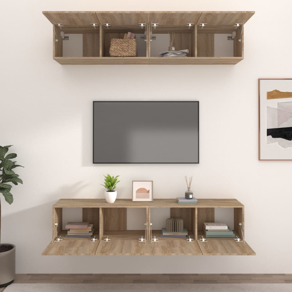 vidaXL 4 Piece TV Cabinet Set Sonoma Oak 80x30x30 cm Engineered Wood