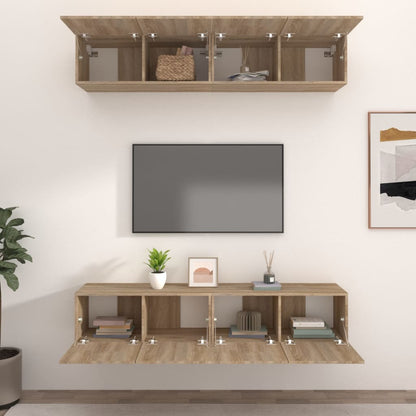 vidaXL 4 Piece TV Cabinet Set Sonoma Oak 80x30x30 cm Engineered Wood