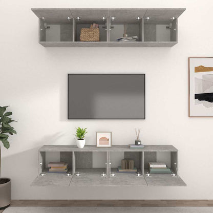 vidaXL 4 Piece TV Cabinet Set Concrete Grey 80x30x30 cm Engineered Wood
