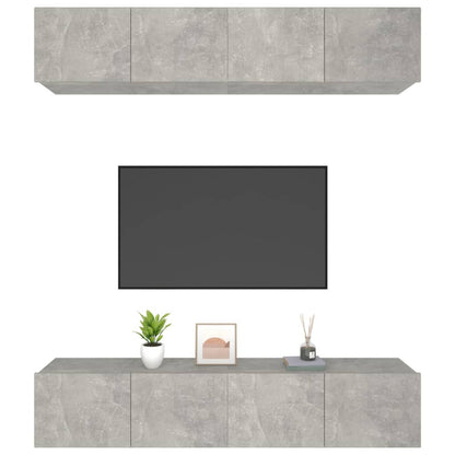 vidaXL 4 Piece TV Cabinet Set Concrete Grey 80x30x30 cm Engineered Wood