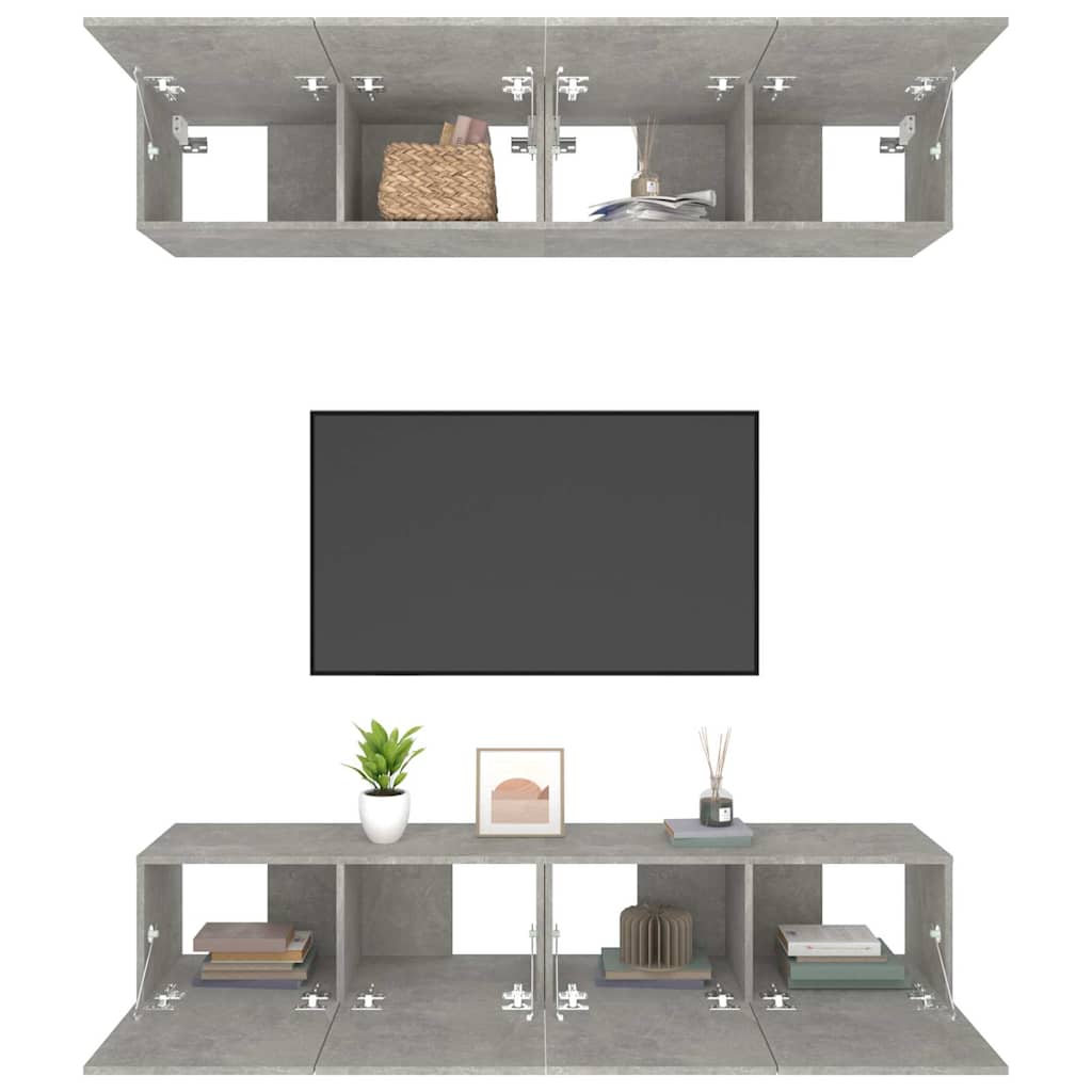 vidaXL 4 Piece TV Cabinet Set Concrete Grey 80x30x30 cm Engineered Wood