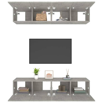 vidaXL 4 Piece TV Cabinet Set Concrete Grey 80x30x30 cm Engineered Wood