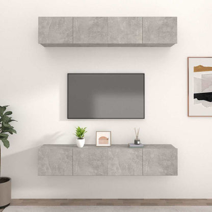 vidaXL 4 Piece TV Cabinet Set Concrete Grey 80x30x30 cm Engineered Wood