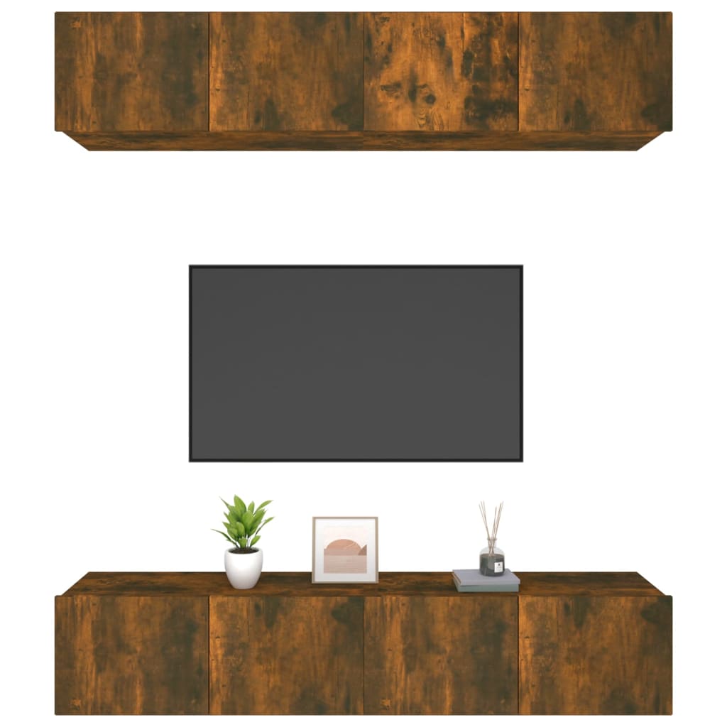 vidaXL 4 Piece TV Cabinet Set Smoked Oak 80x30x30 cm Engineered Wood
