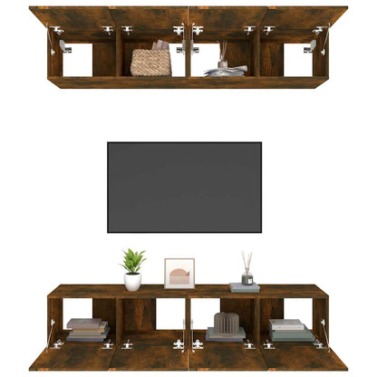 vidaXL 4 Piece TV Cabinet Set Smoked Oak 80x30x30 cm Engineered Wood