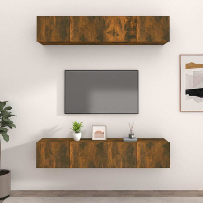 vidaXL 4 Piece TV Cabinet Set Smoked Oak 80x30x30 cm Engineered Wood