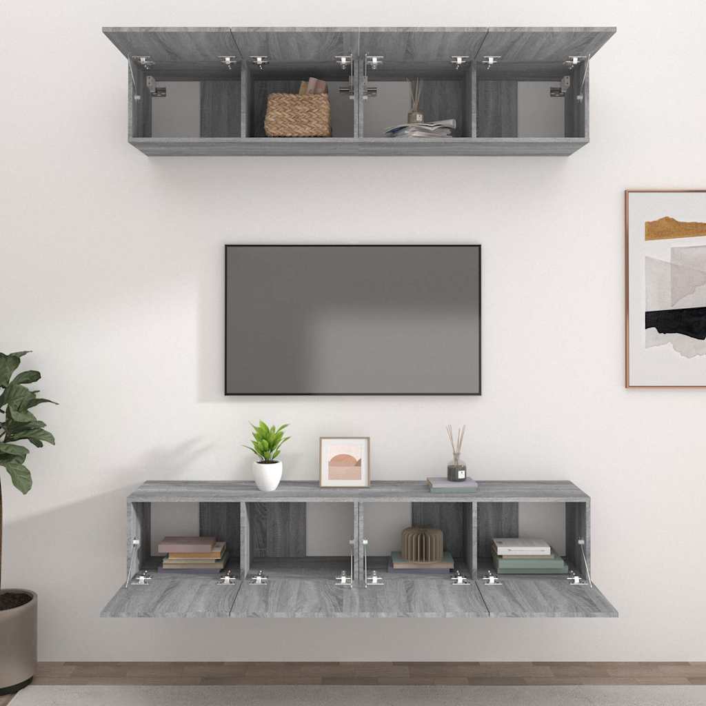 vidaXL 4 Piece TV Cabinet Set Grey Sonoma 80x30x30 cm Engineered Wood