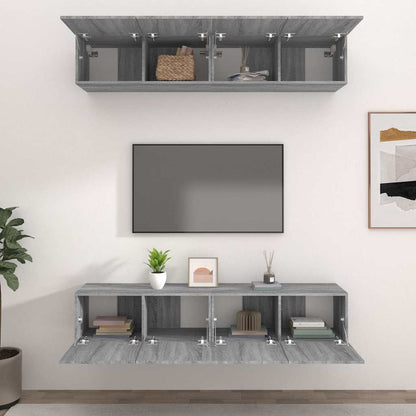 vidaXL 4 Piece TV Cabinet Set Grey Sonoma 80x30x30 cm Engineered Wood