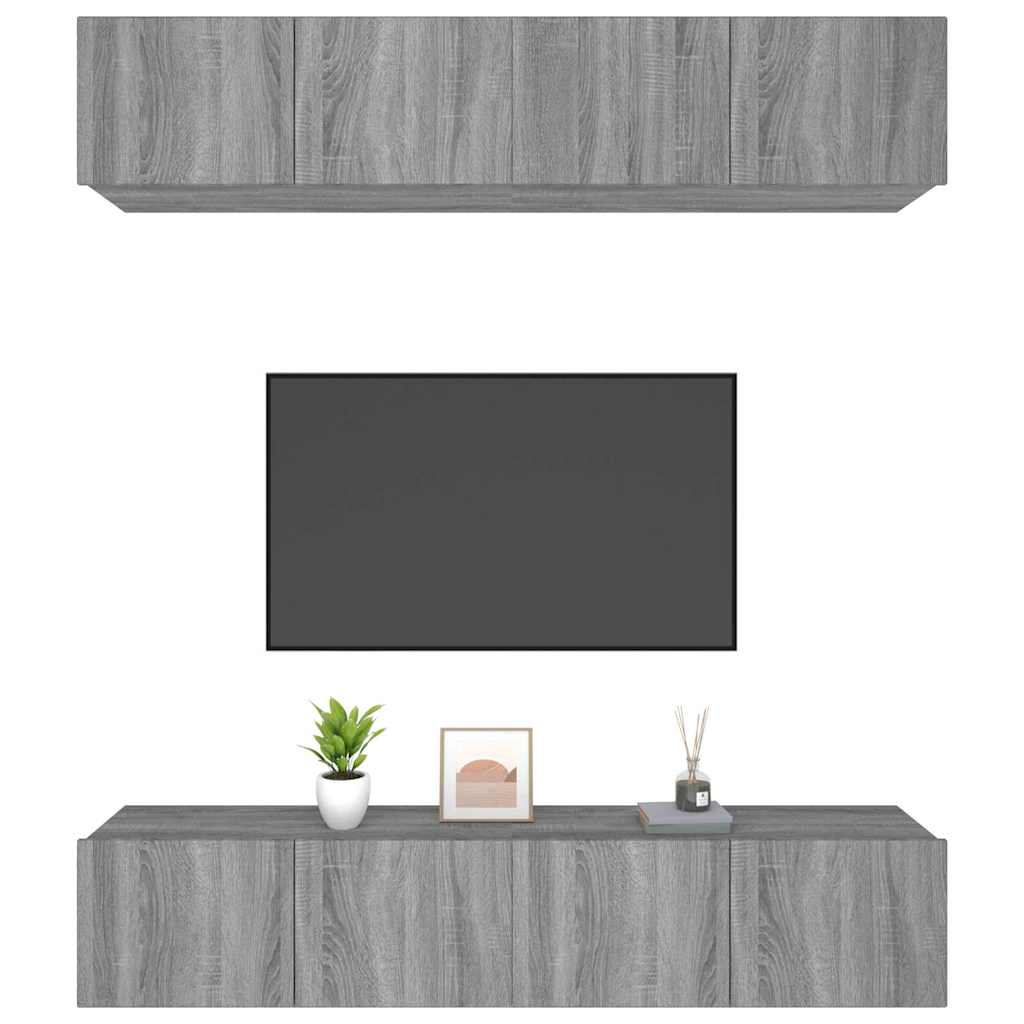 vidaXL 4 Piece TV Cabinet Set Grey Sonoma 80x30x30 cm Engineered Wood
