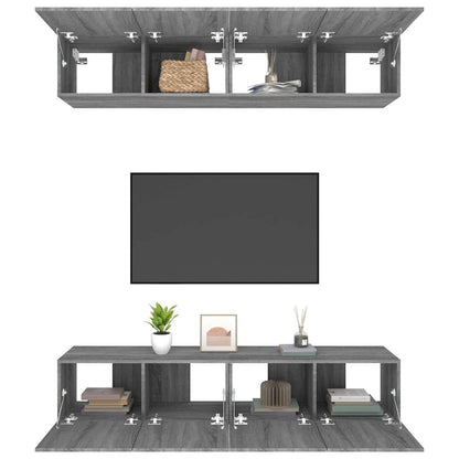 vidaXL 4 Piece TV Cabinet Set Grey Sonoma 80x30x30 cm Engineered Wood
