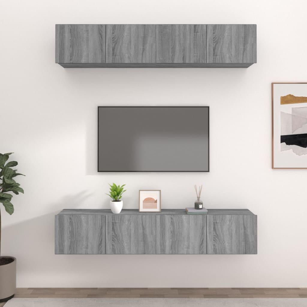 vidaXL 4 Piece TV Cabinet Set Grey Sonoma 80x30x30 cm Engineered Wood