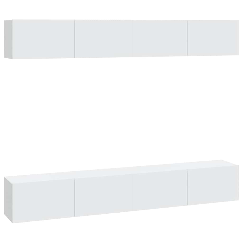 vidaXL 4 Piece Wall-mounted TV Cabinet Set White 100x30x30 cm
