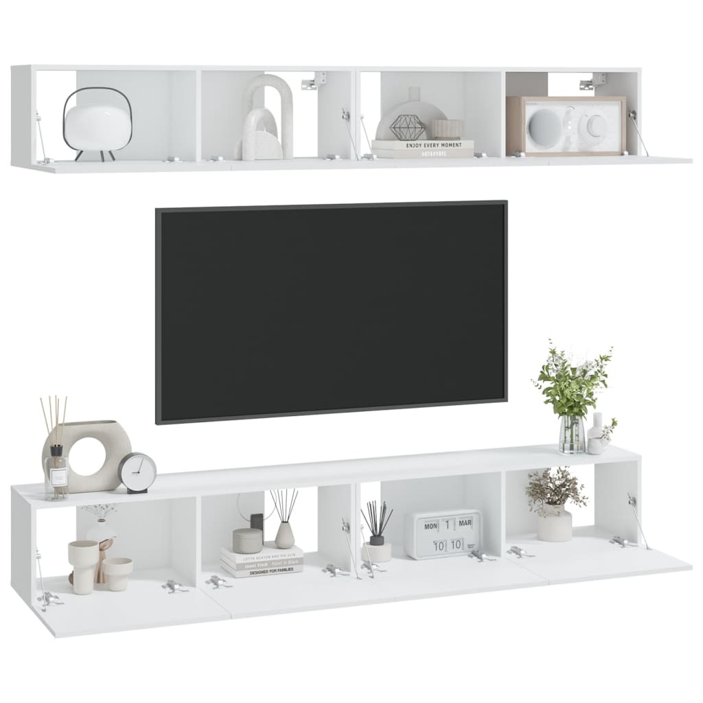 vidaXL Wall TV Cabinets 4 pcs White 100x30x30 cm