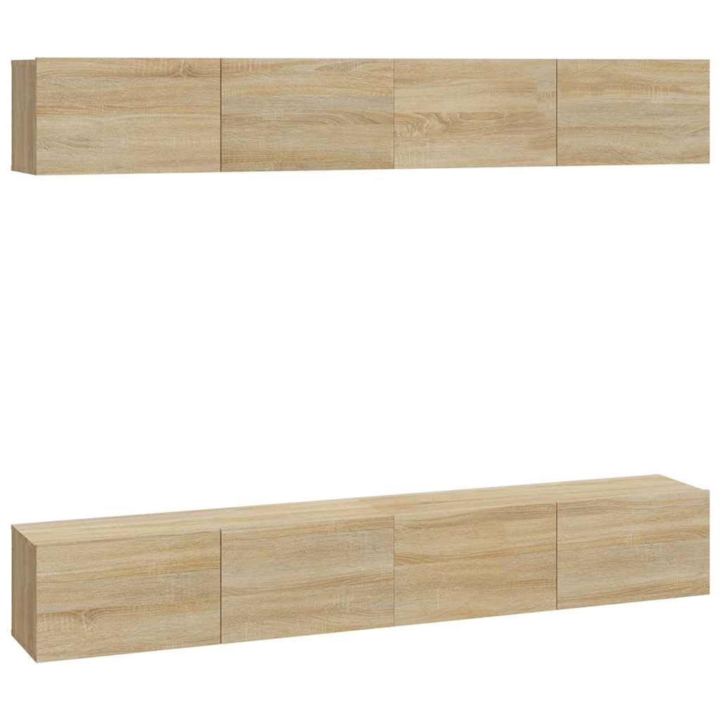 vidaXL 4 Piece Wall-mounted TV Cabinet Set Sonoma Oak 100x30x30 cm
